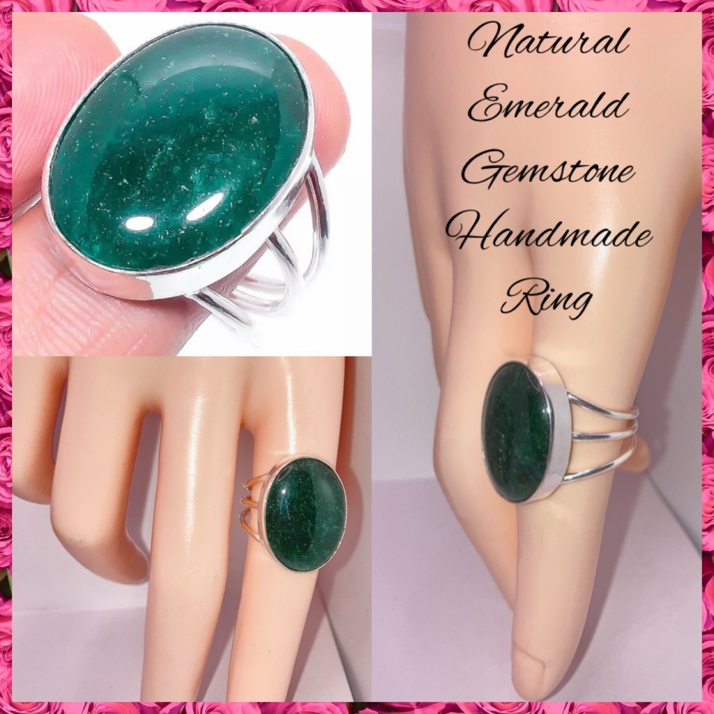 Natural Emerald Gemstone Handmade Minimalist Ring